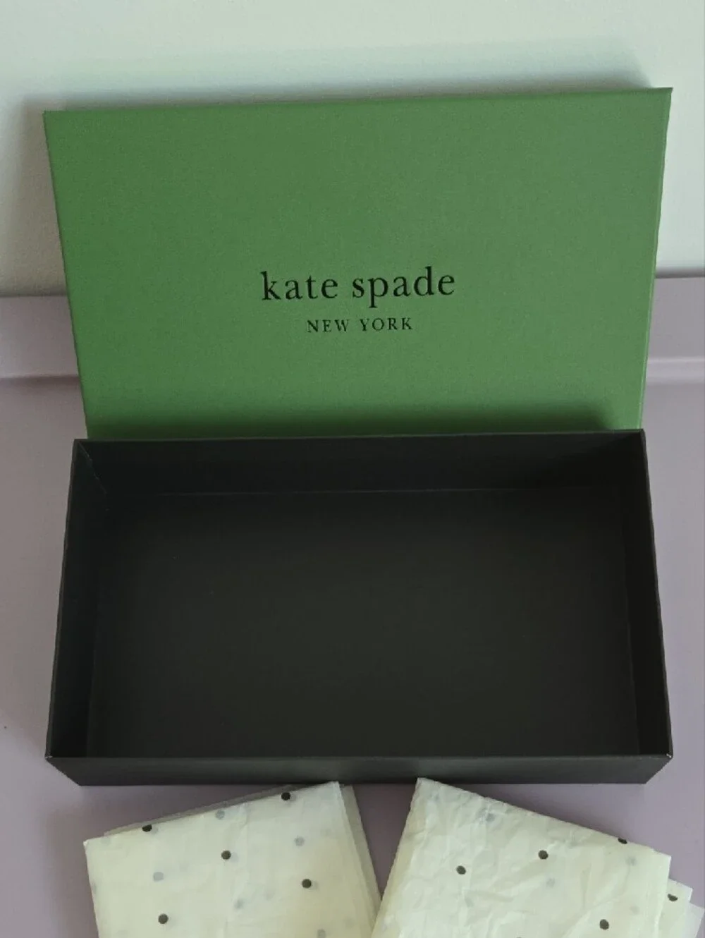 Kate Spade Green Gift Box Yellow Polka Dot Gift Tissue